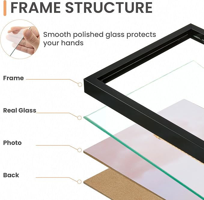 upsimples 5x7 Picture Frame Set of 3, Made of High Definition Glass - Image 6