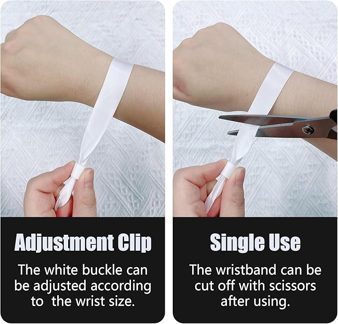 100 Pcs Cloth Event Wristbands, Event Wristbands, Colored Wrist Bands for Events, for Lightweight Concert Wrist Strap for Activities, Party Bracelets for Events (Color : White)