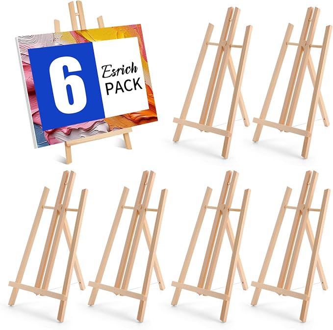 ESRICH 6 PCS 16 Inch Wood Easels, Tabletop Easel by ESRICH
