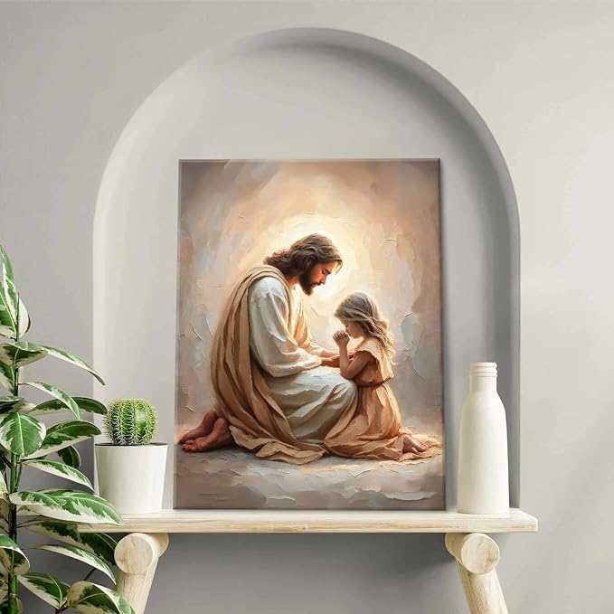 CYPQPCUH Jesus Praying with Girl Wall Art Canvas Print, 16x24in | Wrapped Canvas - Image 7