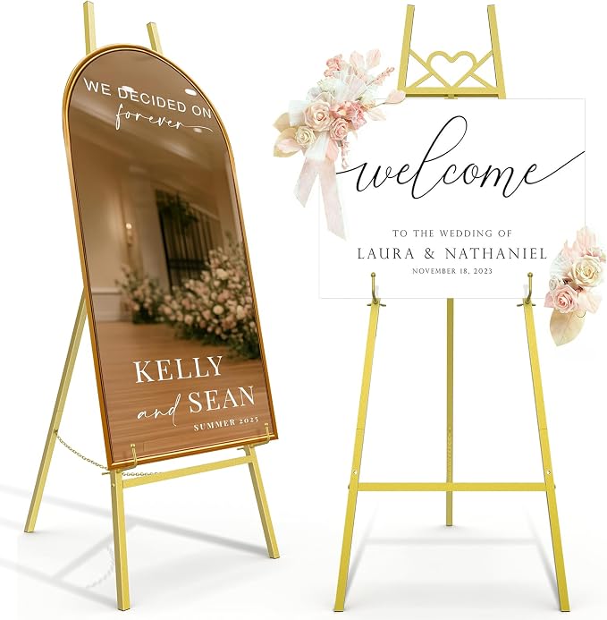 55" Gold Easel Stand for Sign, Heavy Duty Display Easel by Semoprus