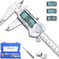 Kynup Digital Caliper, Measuring Tool, Digital Micrometer Caliper with Stainless Steel, IP54 Splash Proof Protection Design, Inch Metric Fraction Conversion, Large LCD Screen (6Inch/150mm)