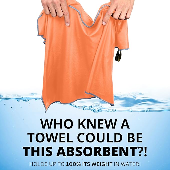 Backpacking Ultralight Quick Dry Microfiber Soft Fast Drying Hand and Face Towel Wash Cloth Camping Yoga Hiking Active Lifestyle Small (Orange, Medium)
