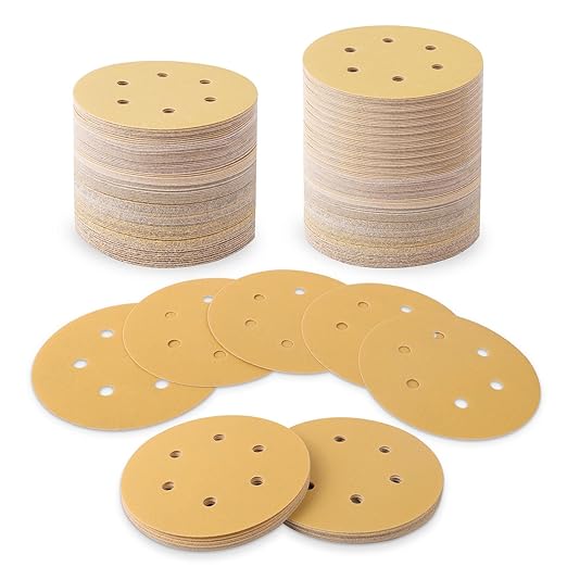 100 PCS 6 Inch 6 Hole Sanding Discs 400 Grit Hook and Loop Adhesive Round Sandpaper for Random Orbital Sander