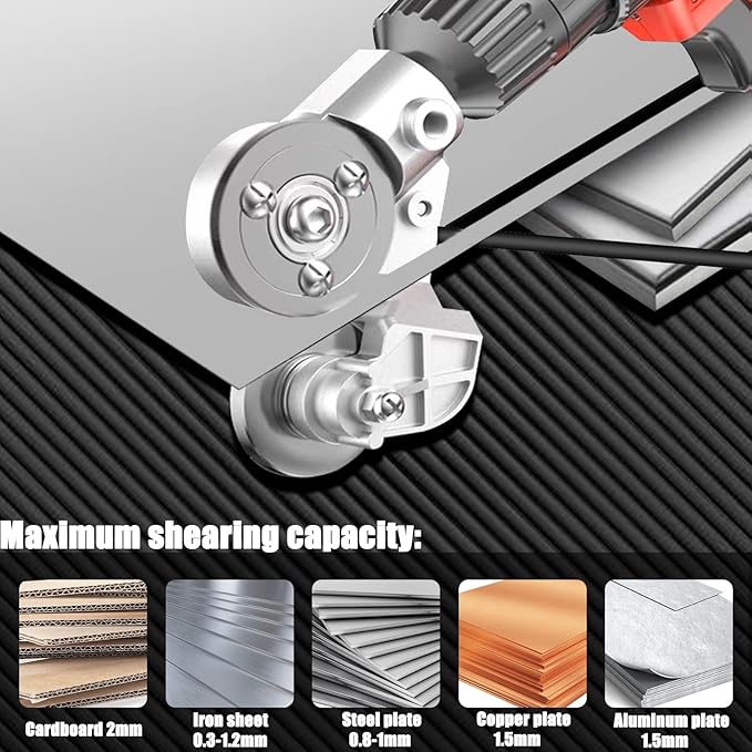 CZS Sheet Metal Cutter Drill Attachment, Electric Drill Shears Attachment Cutter Nibbler, Metal Nibbler Drill Attachment for Cutting Iron, White Sheet, Steel, Copper, Aluminum
