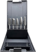 Carbide Burrs Set 5pcs, Double Cut Solid Carbide Rotary Burr Set 1/4" Shank for Die Grinder Drill,Metal Carving, Polishing,Engraving,Drilling by LU&MN
