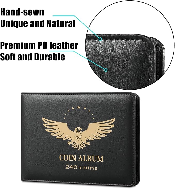 MUDOR 240 Pockets Coin Collection Book, PVC FREE Coin Holder Album | Fits Dime - Image 5