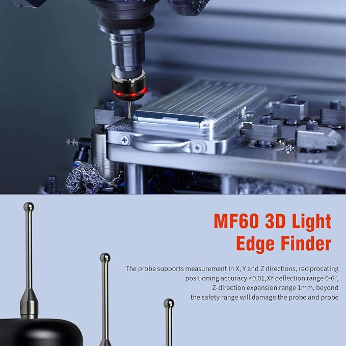 3D Touch Probe Edge Finder Trigger Finder,X Y Z Axis Measurement Centering Rod for Metals, Not Support the Detection of Insulation Materials and Insulating Spindle (Red light)