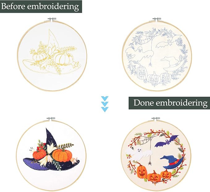 Santune 4-Pack Halloween Embroidery Kit Cross Stitch Kits - Image 3