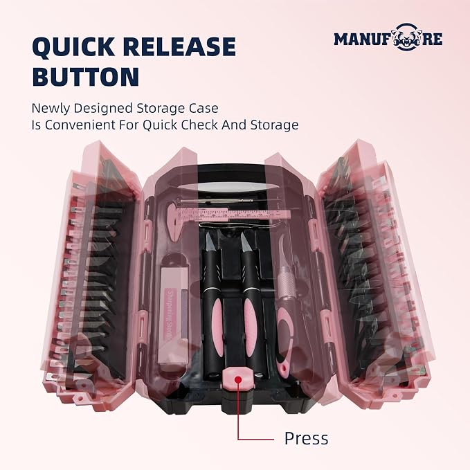 MANUFORE 34pcs Large Exacto Knife Set Craft Precision Knife Set Pink | Comfort - Image 4