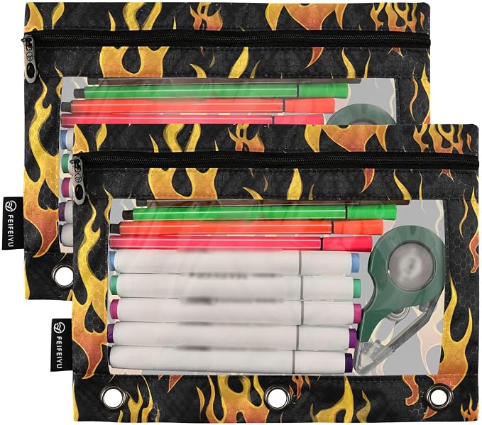 Yellow Orange Fire Flames Pencil Pouch - Image 2