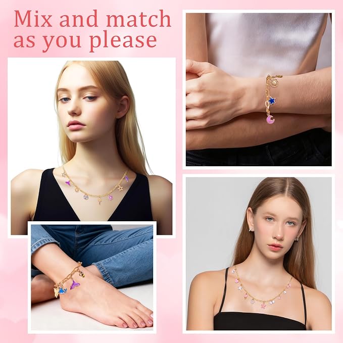 Wurosi 443 Pcs Gold Charm Bracelet Necklace Making Kit - Image 6