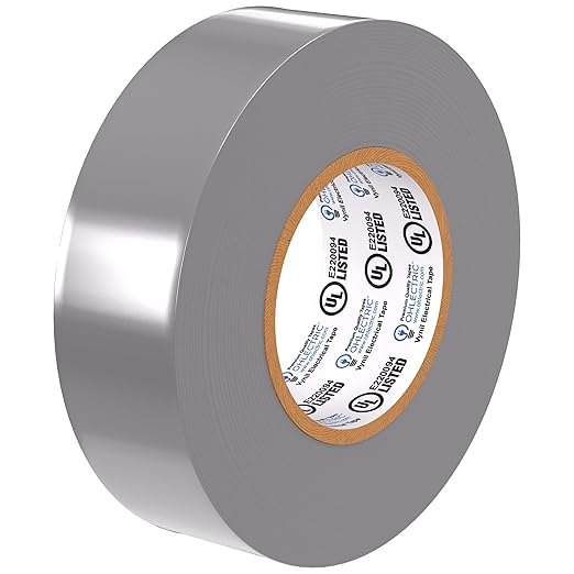 OHLECTRIC Professional Grade Vinyl Electrical Tape (1 Pack) Grey - 7 Mil Thick Flame-Retardant, Heat & Weather Resistant 3/4 Inch x 60 Feet | Ideal for Contractors & Electricians