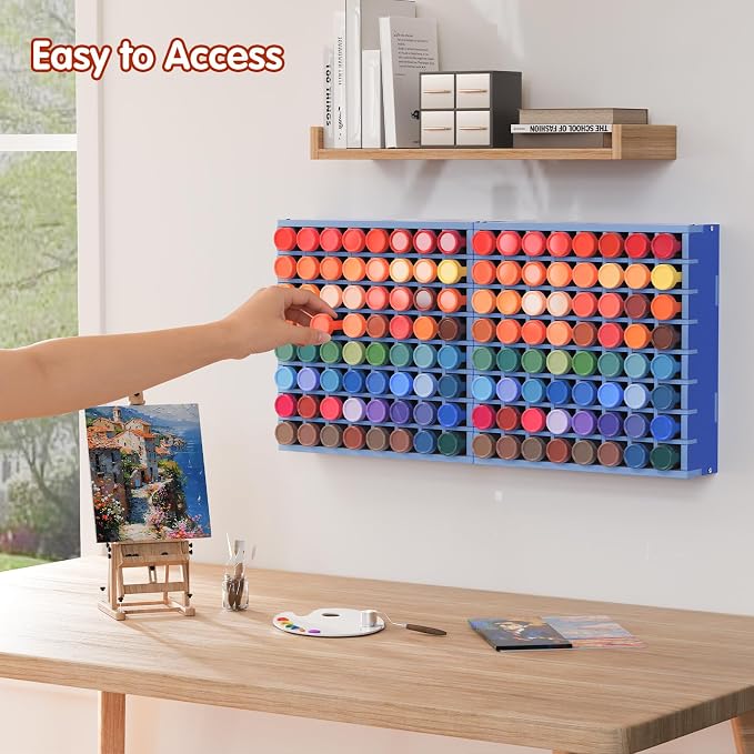Krafetto 2 Pack 64 Grids Paint Organizer Storage Rack, Wall-mountable Craft - Image 4