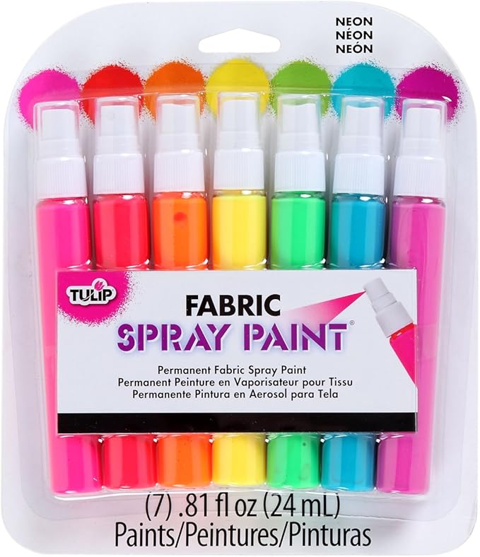 Tulip Fabric Paint, Permanent Spray on Paint Set, 7 Pack Neon by Tulip