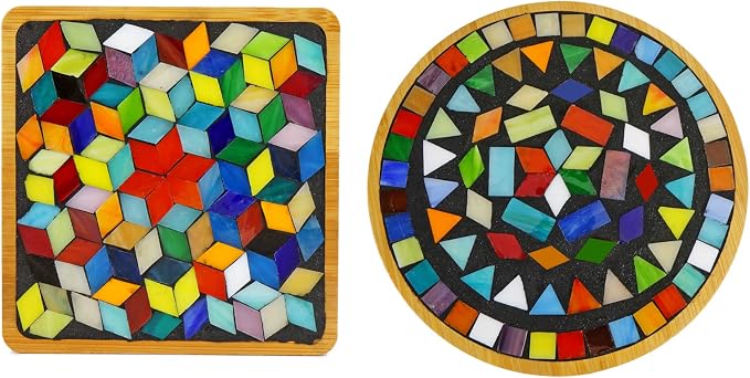Lanyani 2 Sets of DIY Mosaic Craft Kits Mosaic Tiles Coaster Kit Make Your Own by LanyaniArtGlassMosaics