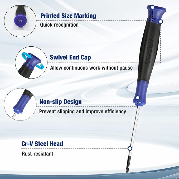 WORKPRO 10-Piece Precision Screwdriver Set with Pouch, Phillips, Slotted, Torx Star, Magnetic Screwdriver Repair Tool Kit, Non-Slip Grip, for Eyeglass, Watch, Computer, Laptop, Phone