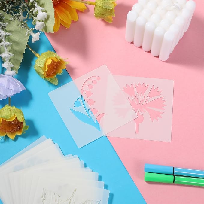 20 Pcs Flower Stencils 2.95 Inch Reusable Flower Stencils - Image 7