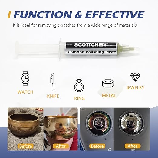 SCOTTCHEN Diamond Polishing Paste,500 Grit 36-54 Microns Lapping Compound with 50% Concentration of Diamond Powders for Jewelry, Metal, Ring, Glass, Coin,etc.-5 Gram