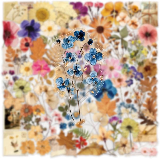 200PCS Transparent Flora Scrapbook Stickers, Vintage Aesthetic Flowers Sticker - Image 3