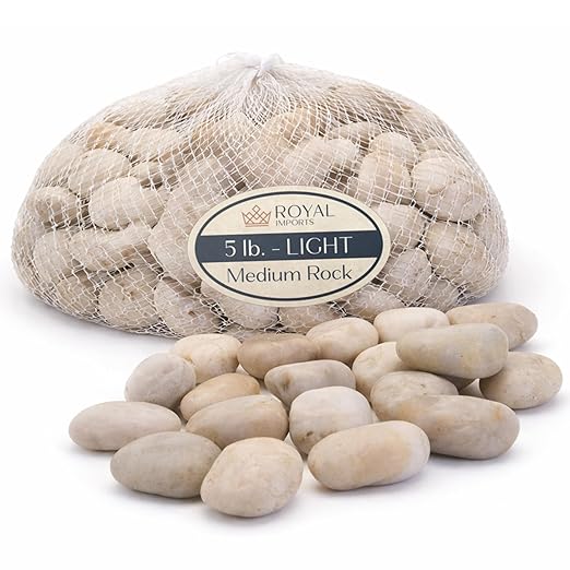 River Rocks Decorative Ornamental Vase Filler 1"-1.5" Light Aquarium Gravel 5 by RoyalImports