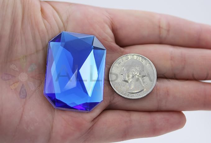 40x30mm Blue Sapphire A09 Large Flat Back Octagon Acrylic Rhinestones Cosplay - Image 2