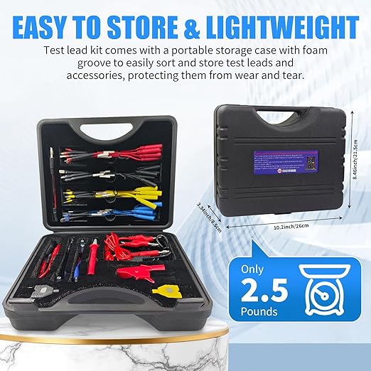76 PCS Automotive Test Lead Kit, Multimeter Test Leads Set with Back Probes, Alligator Clips, Banana Plug Adapters & Silicone Wires, 1000V/32A Electrical Test Kit for Car Circuit Diagnostics