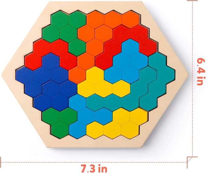Coogam Wooden Hexagon Puzzle for Kid Adults - Image 7
