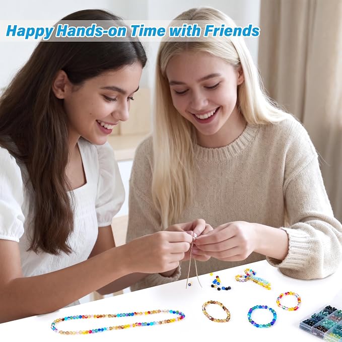 XSEINO About 1200pcs 6mm Crack Glass Beads Bracelet Making Kit, 24 Assorted - Image 5