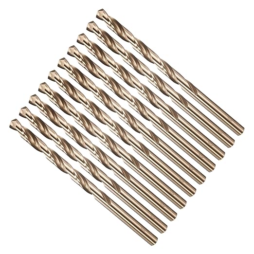 Drill Bit, #2 Cutting Diameter, 4341 HSS Gold Finish 135° Cutting Angle Number Jobber Bits - (Applications: for Drilling Soft Metal Plastic Wood), 10-Pieces