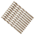 Drill Bit, #2 Cutting Diameter, 4341 HSS Gold Finish 135° Cutting Angle Number Jobber Bits - (Applications: for Drilling Soft Metal Plastic Wood), 10-Pieces
