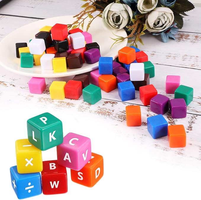 Gejoy 60 Pieces 16 mm Blank Dice Acrylic Dice Cubes Assorted Color DIY Cubes - Image 6