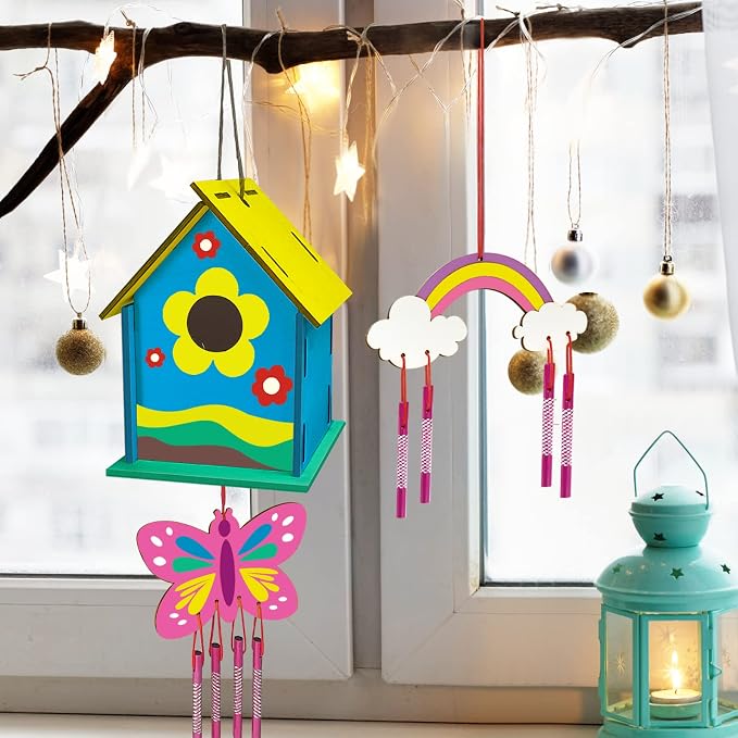 4 Pack DIY Bird House Wind Chime Kit - Image 7