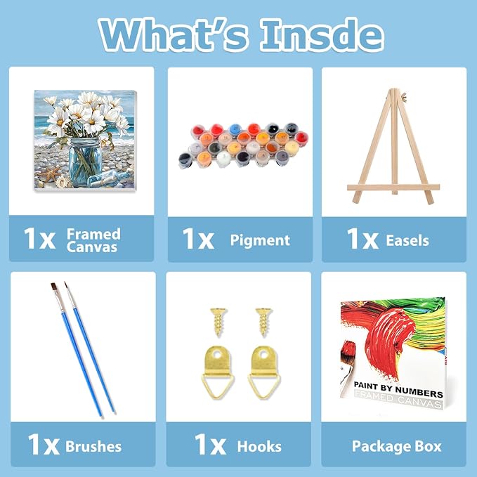 hkejoi Flowers Paint by Numbers Kit - Image 4