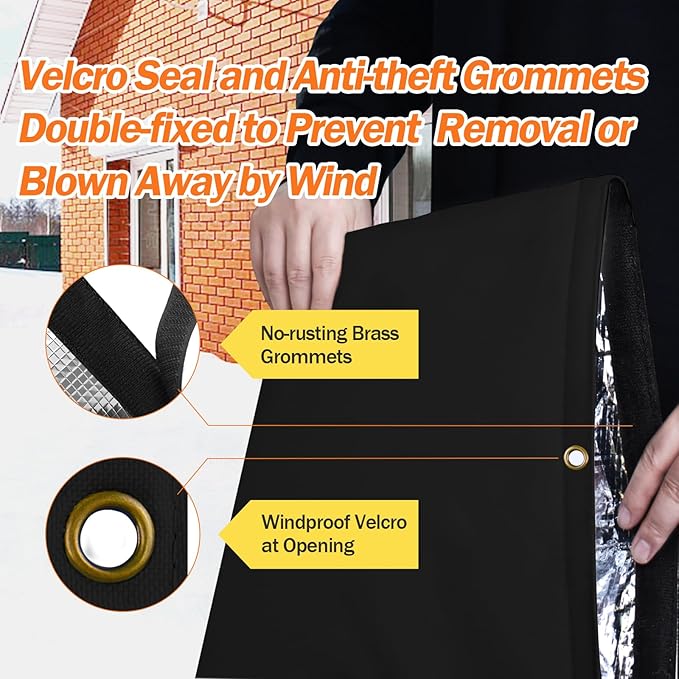 Backflow Preventer Pipe Insulation Cover (5°F) - Irrigation Sprinkler Valve Insulated Pouch - Water Well Pump Cover - Sturdy 5 Layers for Winter Freeze Protection, 20" W x 26" H, Black