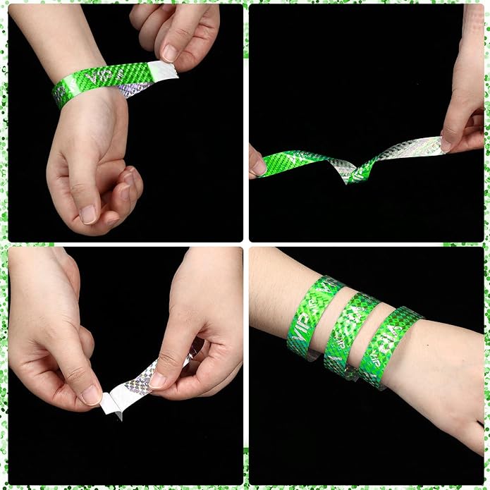 Teling 500 Pack VIP Plastic Wristbands Bracelets Party for Events VIP Custom Wristbands Plastic Bracelets Tear proof Waterproof Wrist Bands Arm Bands for Events Concerts