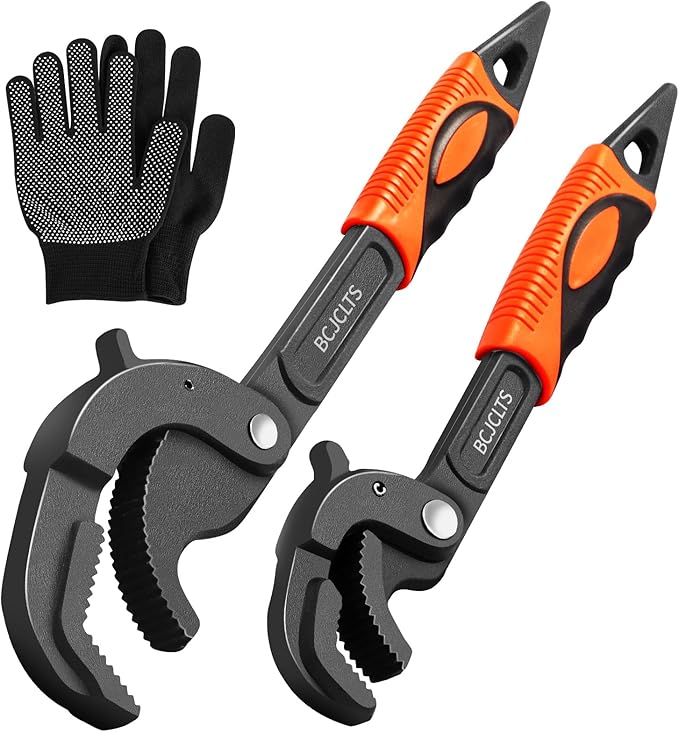 Pipe Wrench Set, 10” and 15” Self Adjusting Wrench 2-Piece Plumbing Tools for 0.55“-2.36”/14-60mm Standard Nuts, Irregular Nuts,Pipes Use
