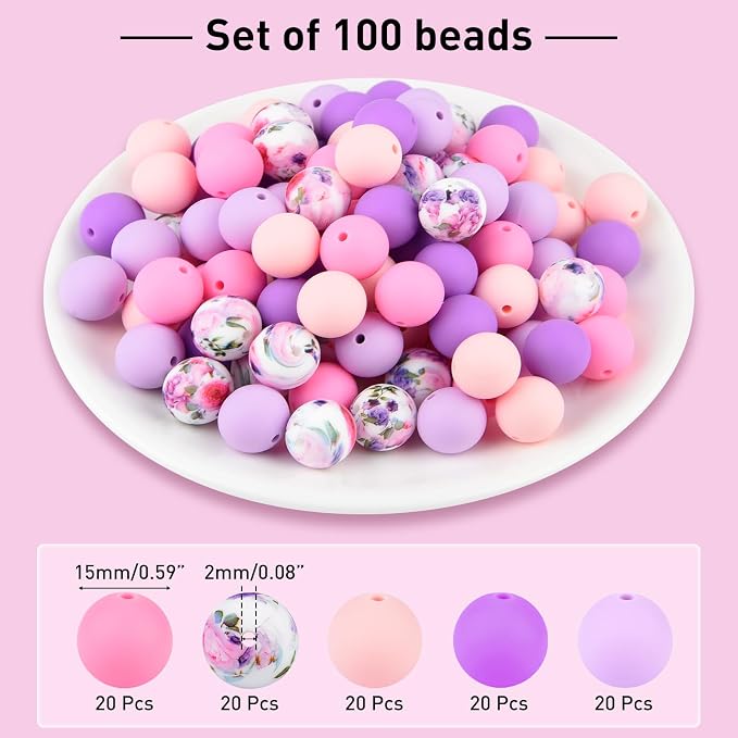ASTARON 100 Pcs 15mm Silicone Beads - Image 2