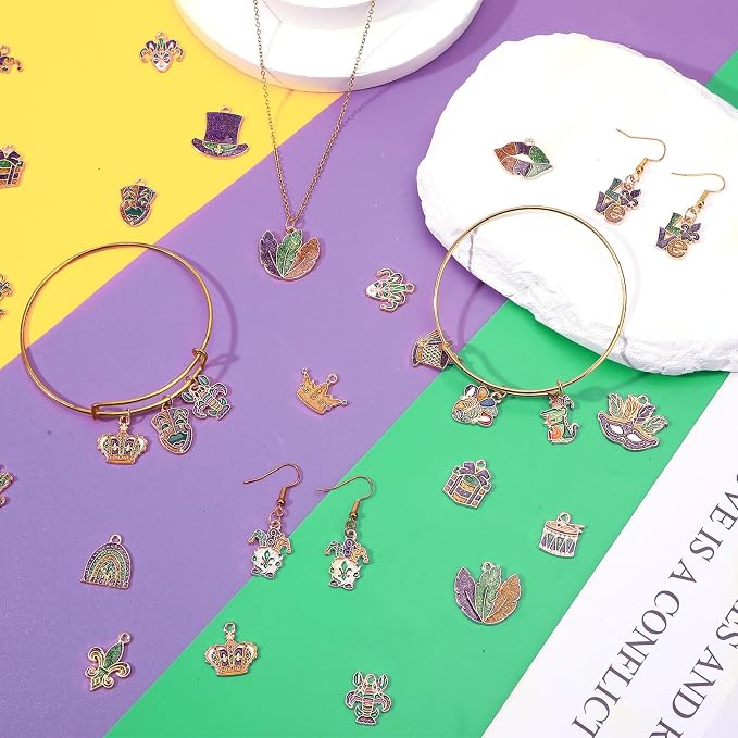 MARFOREVER 40 Pcs/20 Pairs Glitter Mardi Gras Charms - Image 4