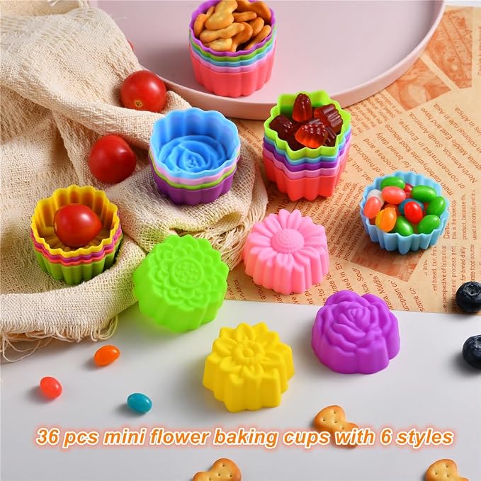 Reusable Silicone Baking Cups, 2 Inch Mini Size Silicone Cupcake Liners - Image 2