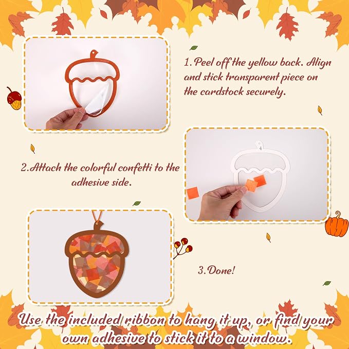 Renbuzhu 40-Pack Fall Acorn Paper Suncatchers Crafts Kit - Image 5