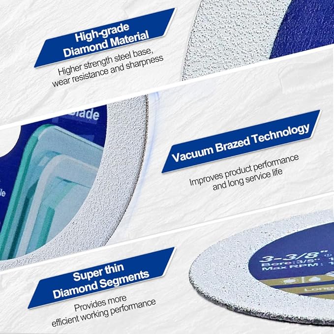 SHDIATOOL Diamond Glass Cutting Disc 4-1/2-Inch Saw Blade, Ultra-Thin Cut Off Wheel for Tile Ceramic Porcelain Marble 115mm (3 of Pack)