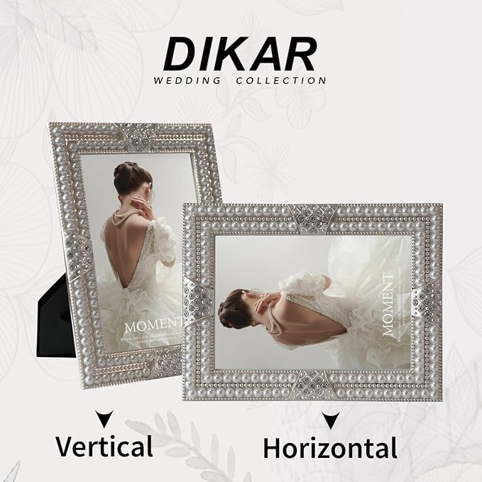 DIKAR 5x7 Picture Frame with Pearl and Crystal Decor - Image 2