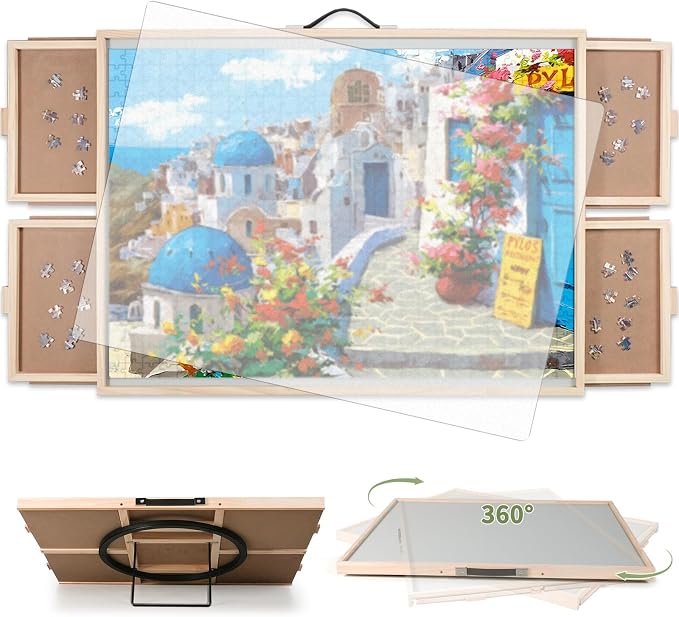BuilderButler 1500 Pieces 2-in-1 Tilting & Rotating Puzzle Board – Portable by Unknown