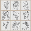 ORIGACH 9PCS 11.8x11.8inch Modern Minimalist Abstract Women Stencil, Floral by ORIGACH