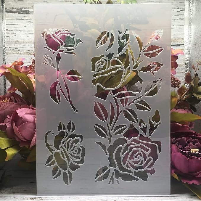 TIAMECH A4 Reusable Rose Flowers Stencil - Image 8