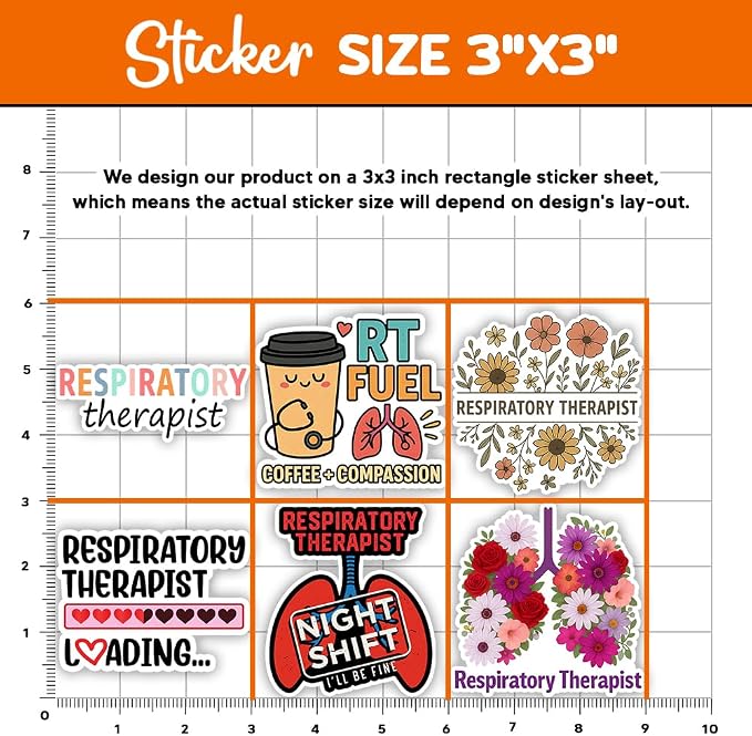 MAIANEY Respiratory Therapists Stickers, RT Stickers Floral Lung Waterproof - Image 4