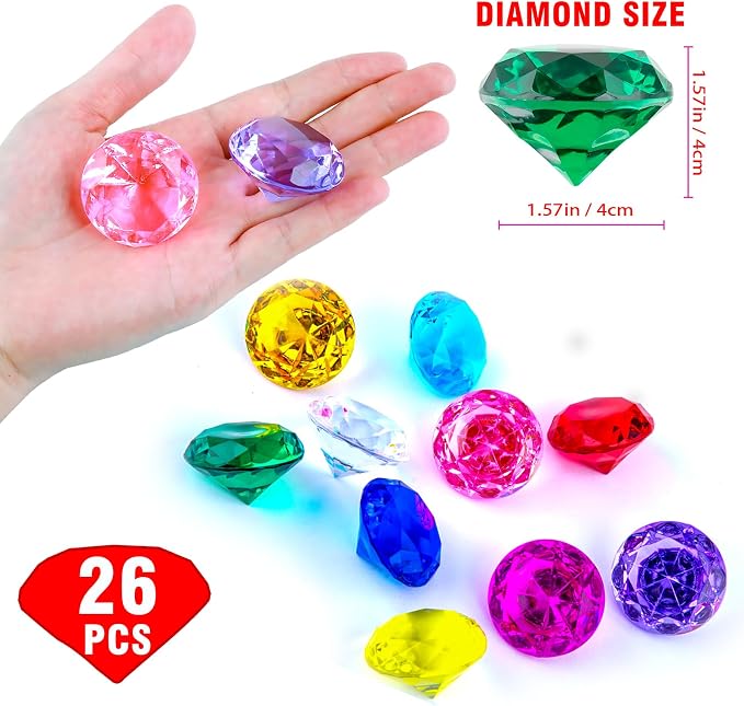 Niceup 26PCS Fake Emeralds Green Gemstones Plastic Acrylic Diamond Gems Toys - Image 3