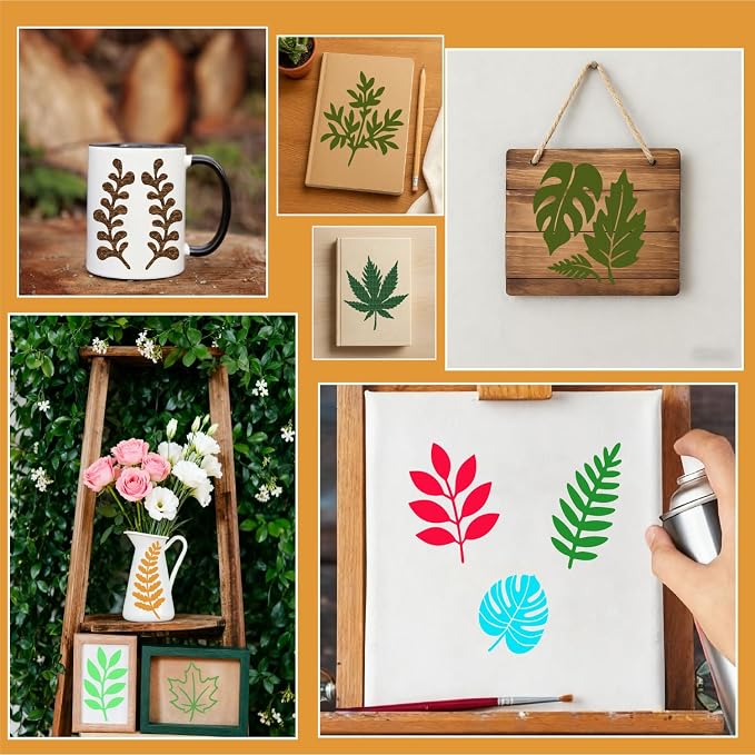Stencils Plants 4in 53pcs Paint Template Reusable Plastic Templates DIY Crafts - Image 3