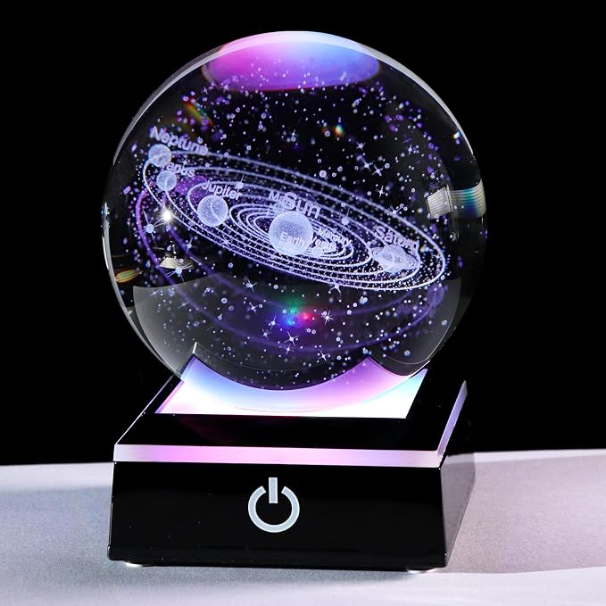 3.15" K9 Crystal 3D Solar System Ball by Ornalrist